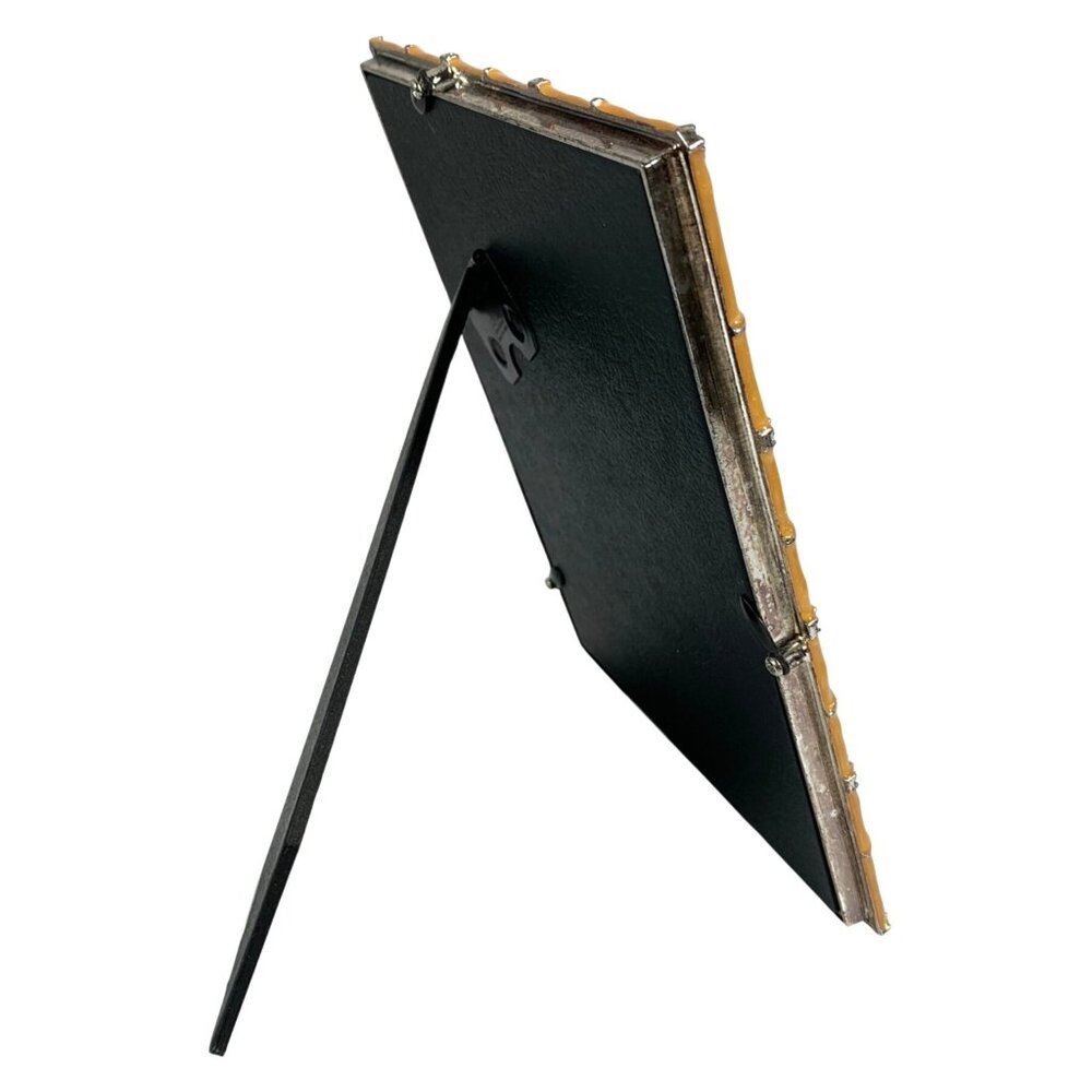 Gold Enamel Bamboo-Inspired Picture Frame w/ Rhinestone Accents For 5x7 Photos - Picture 3 of 4